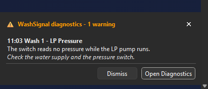 A WashSignal alert card on the desktop