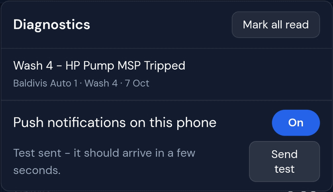 Turning on phone alerts from the dashboard bell
